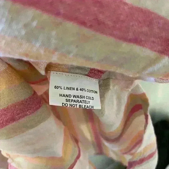 Saachi Oversized Pink Stripe Linen Blend Shirt beach coastal grandma Lagenlook - Picture 3 of 5